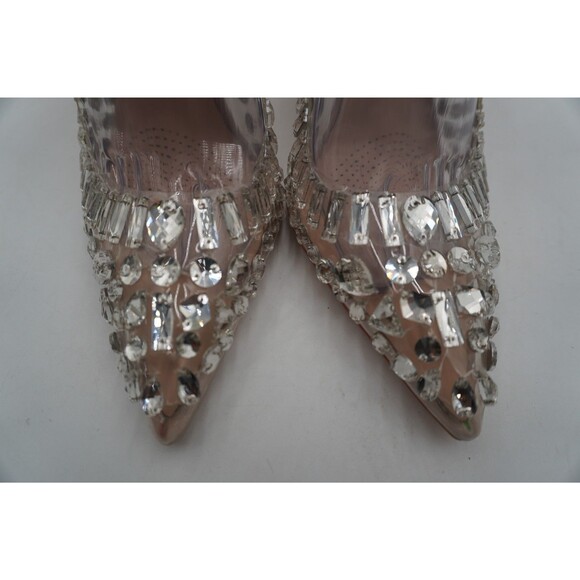 Azalea Wang Bonnie Women's Sz 10 Clear Rhinestone Encrusted Pumps Stiletto Heels - Picture 12 of 14
